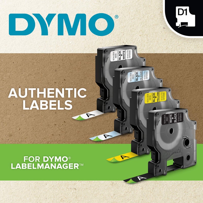 DYMO Standard D1 43610 Labeling Tape (Black Print on Clear Tape, 1/4'' W x 23' L, 1 Cartridge), DYMO Authentic - Image 3